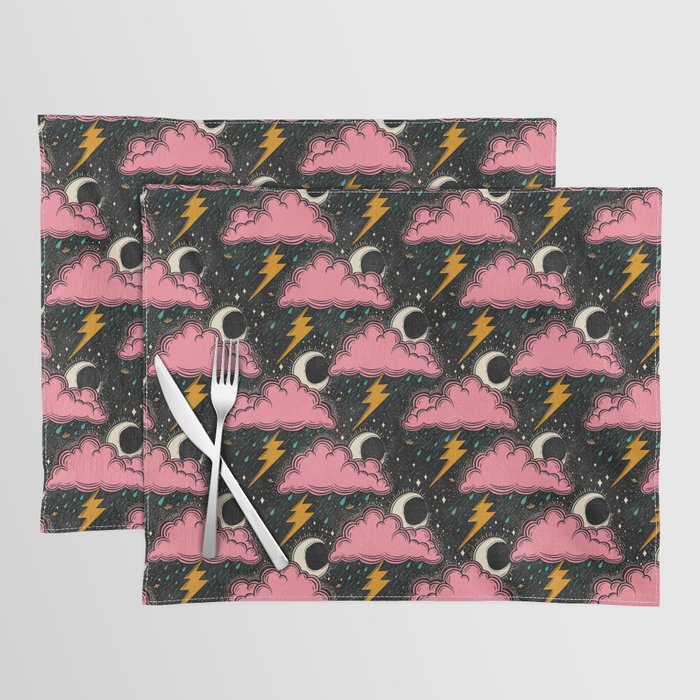 Stormy Night - black & pink Placemat Gallery Image 1
