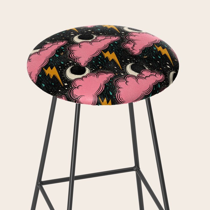Stormy Night - black & pink Stool Gallery Image 2