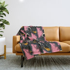 Stormy Night - black & pink Throw Blanket Gallery Image 1