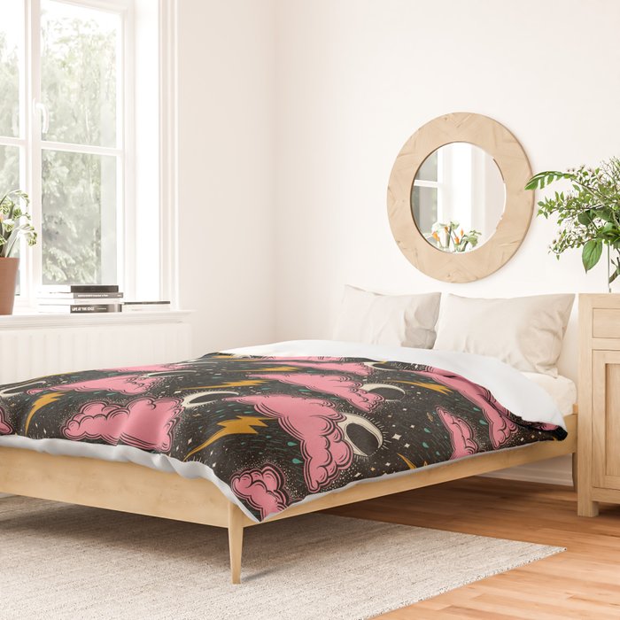 Stormy Night - black & pink Duvet Cover Gallery Image 2