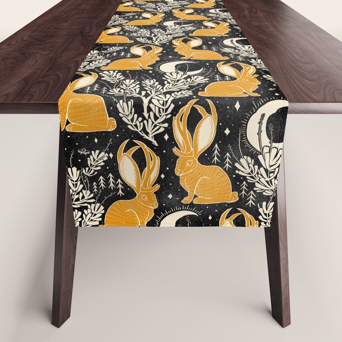 Jackalope - black & marigold  Table Runner Gallery Image 1