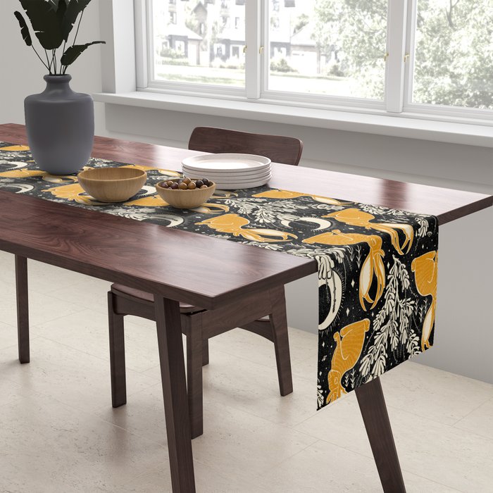 Jackalope - black & marigold  Table Runner Gallery Image 2