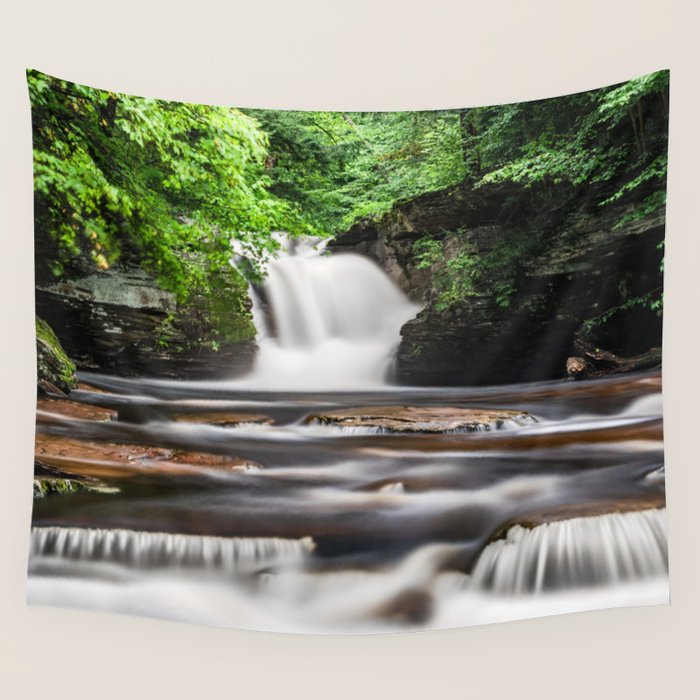 Appalachian Waterfall - Ricketts Glen Adventure Wall Tapestry Gallery Image 1