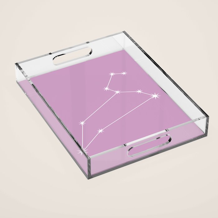 Leo Zodiac Star Constellation Line Art Pastel Lilac Acrylic Tray Gallery Image 1
