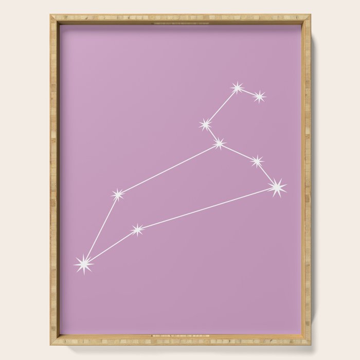 Leo Zodiac Star Constellation Line Art Pastel Lilac Serving Tray Gallery Image 1