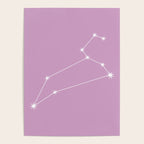 Leo Zodiac Star Constellation Line Art Pastel Lilac Poster Gallery Image 4