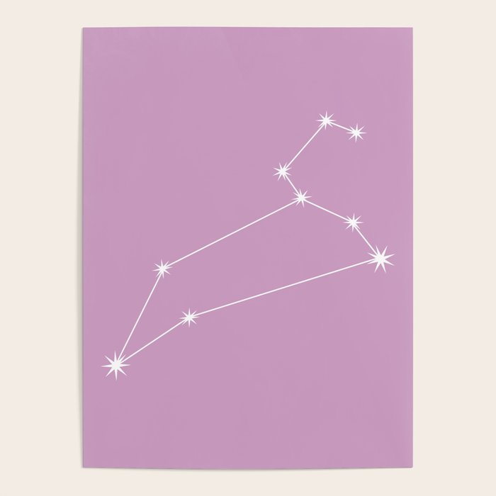Leo Zodiac Star Constellation Line Art Pastel Lilac Poster Gallery Image 4