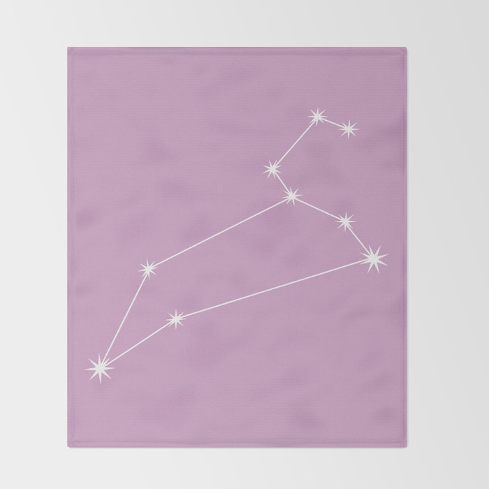 Leo Zodiac Star Constellation Line Art Pastel Lilac Throw Blanket Gallery Image 2