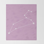Leo Zodiac Star Constellation Line Art Pastel Lilac Throw Blanket Gallery Image 2