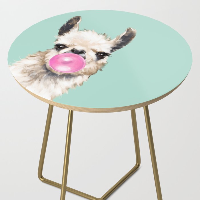 Bubble Gum Sneaky Llama in Green Side Table Gallery Image 2