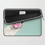 Bubble Gum Sneaky Llama in Green Laptop Sleeve Gallery Image 2