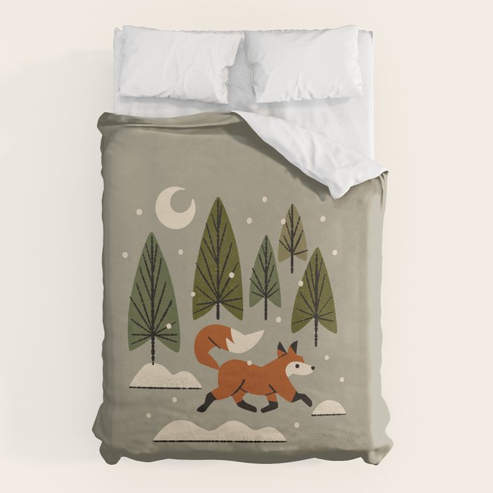 Snowy Evening Fox Duvet Cover Gallery Image 1