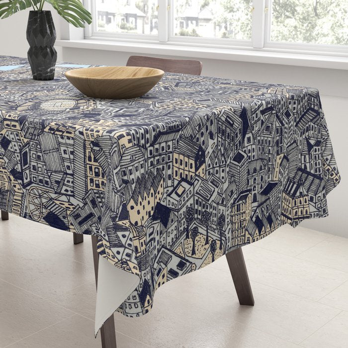 London color map city drawing illustration Thames Tablecloth Gallery Image 3