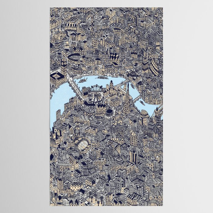 London color map city drawing illustration Thames Tablecloth Gallery Image 2