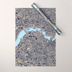 London color map city drawing illustration Thames Wrapping Paper Gallery Image 1