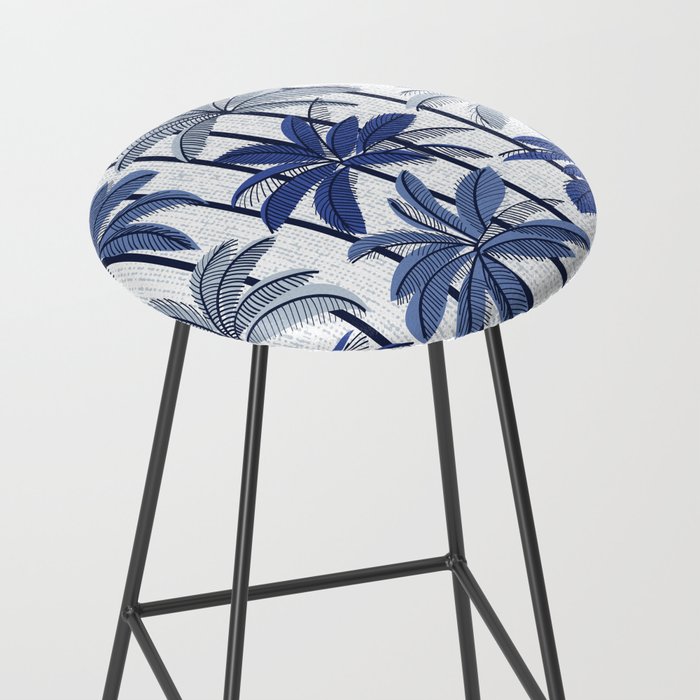 Retro Palm Springs vibes // white background highball indigo electric and pastel blue palm trees oxford navy blue lines Stool Gallery Image 2
