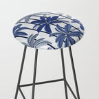 Retro Palm Springs vibes // white background highball indigo electric and pastel blue palm trees oxford navy blue lines Stool Gallery Image 2