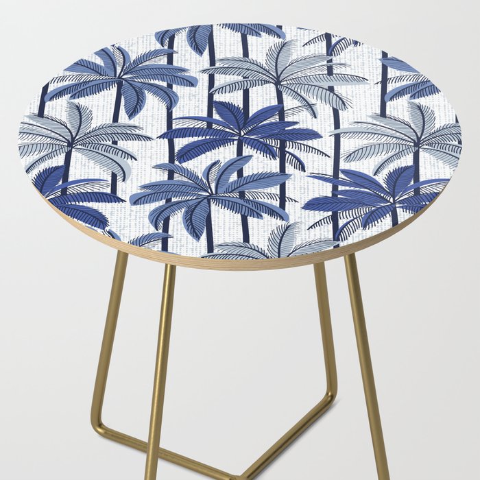 Retro Palm Springs vibes // white background highball indigo electric and pastel blue palm trees oxford navy blue lines Side Table Gallery Image 2
