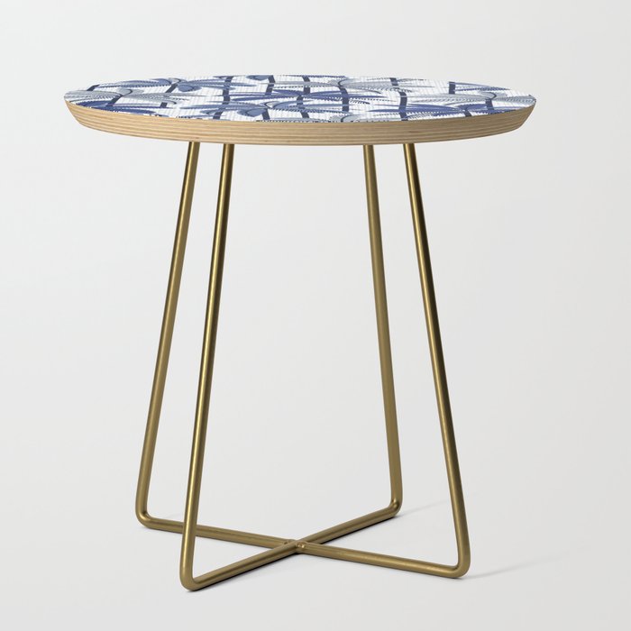 Retro Palm Springs vibes // white background highball indigo electric and pastel blue palm trees oxford navy blue lines Side Table Gallery Image 1