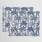 Retro Palm Springs vibes // white background highball indigo electric and pastel blue palm trees oxford navy blue lines Placemat Gallery Image 1