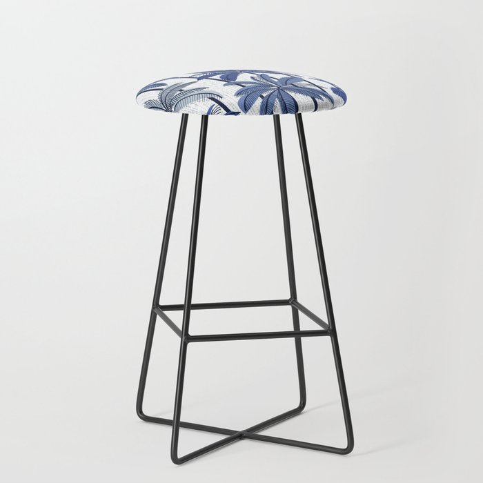 Retro Palm Springs vibes // white background highball indigo electric and pastel blue palm trees oxford navy blue lines Stool Gallery Image 1