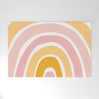 Abstract Shapes 94 in Mustard Yellow and Pale Pink (Rainbow Abstraction) Welcome Mat Gallery Image 1