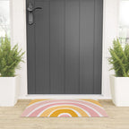 Abstract Shapes 94 in Mustard Yellow and Pale Pink (Rainbow Abstraction) Welcome Mat Gallery Image 3