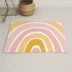 Abstract Shapes 94 in Mustard Yellow and Pale Pink (Rainbow Abstraction) Rug Gallery Image 1