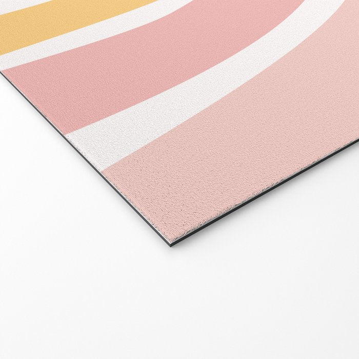 Abstract Shapes 94 in Mustard Yellow and Pale Pink (Rainbow Abstraction) Welcome Mat Gallery Image 2