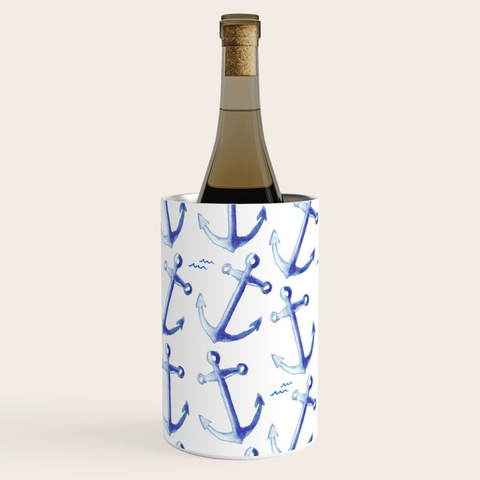 Watercolor Anchor Wine Chiller Gallery Image 1