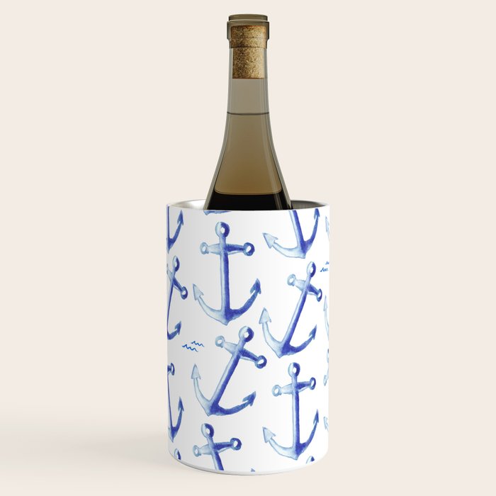 Watercolor Anchor Wine Chiller Gallery Image 2