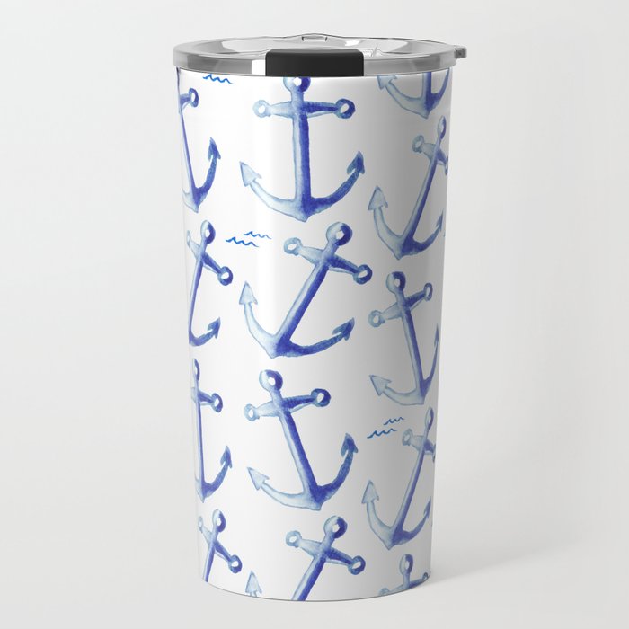 Watercolor Anchor Travel Mug Gallery Image 1