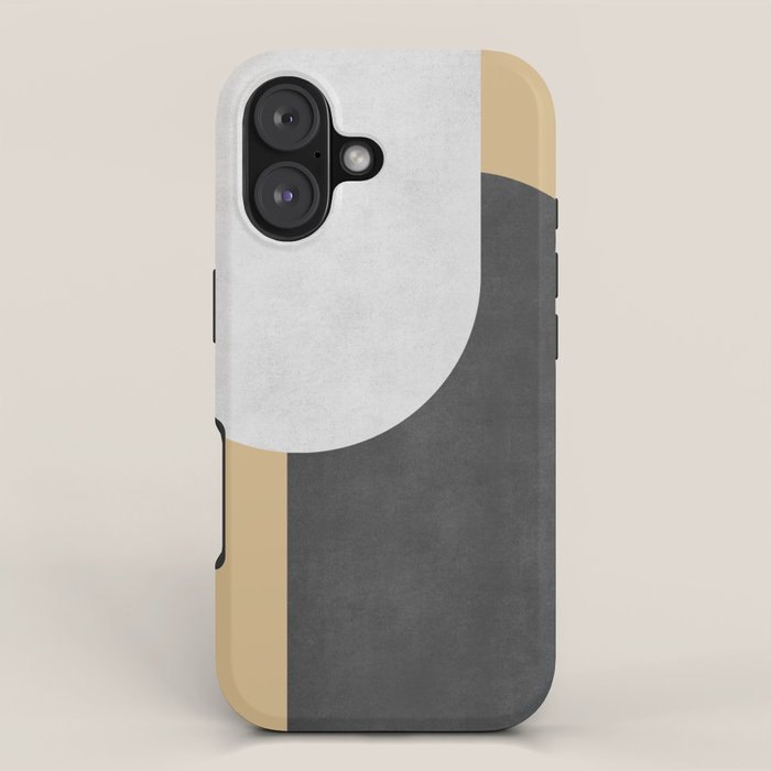 Halfmoon Colorblock - Black White on Gold iPhone Case Gallery Image 1