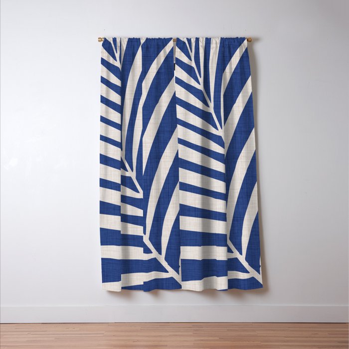 Indigo Palm Minimal Botanical Window Curtain Gallery Image 3