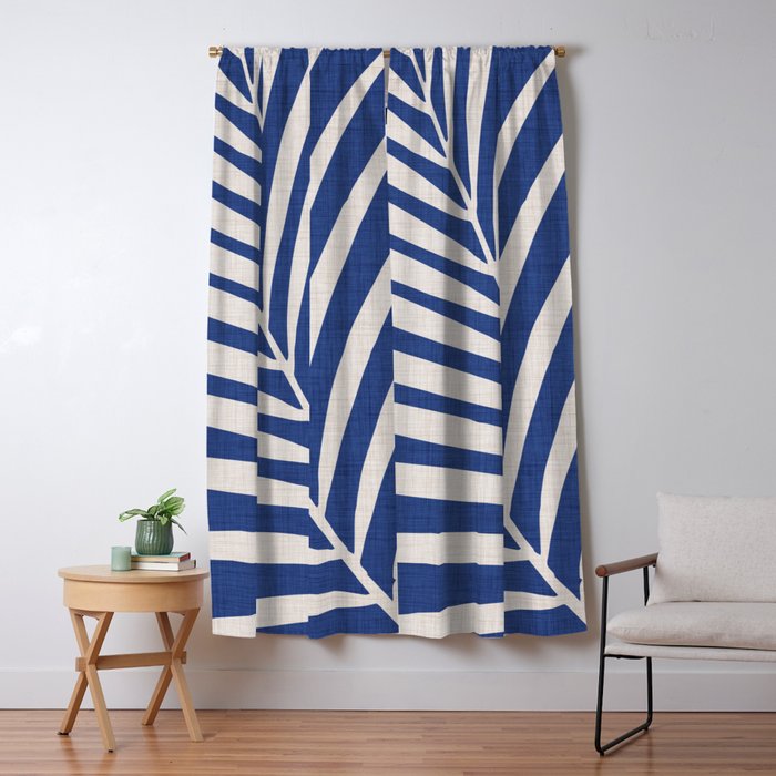 Indigo Palm Minimal Botanical Window Curtain Gallery Image 5