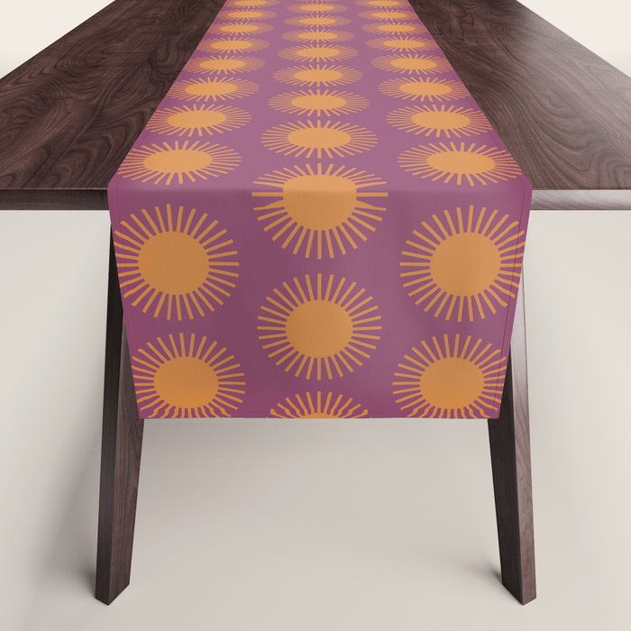 Boho Summer Sun Pattern VI Purple and Orange Table Runner Gallery Image 1