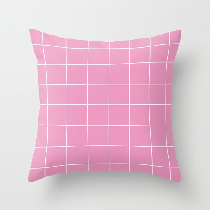 Hand Drawn Grid Hot Pink Throw Pillow Gallery Image 1