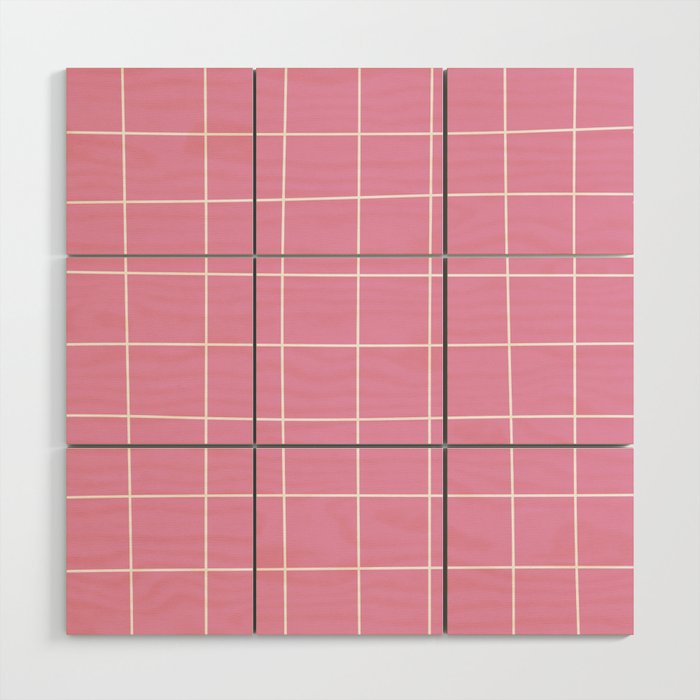Hand Drawn Grid Hot Pink Wood Wall Art Gallery Image 1