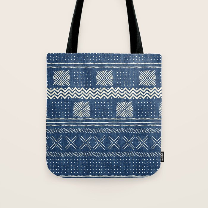 Geometric Stripe Blue Tote Bag Gallery Image 1