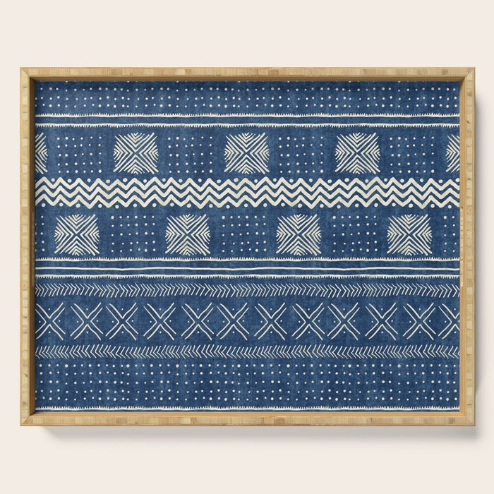 Geometric Stripe Blue Serving Tray Gallery Image 1