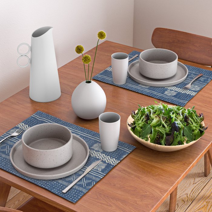 Geometric Stripe Blue Placemat Gallery Image 2