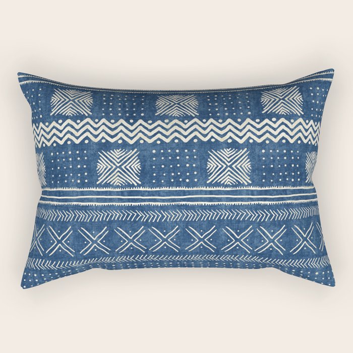 Geometric Stripe Blue Rectangular Pillow Gallery Image 2