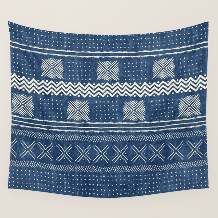 Geometric Stripe Blue Wall Tapestry Gallery Image 4
