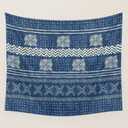 Geometric Stripe Blue Wall Tapestry Gallery Image 4