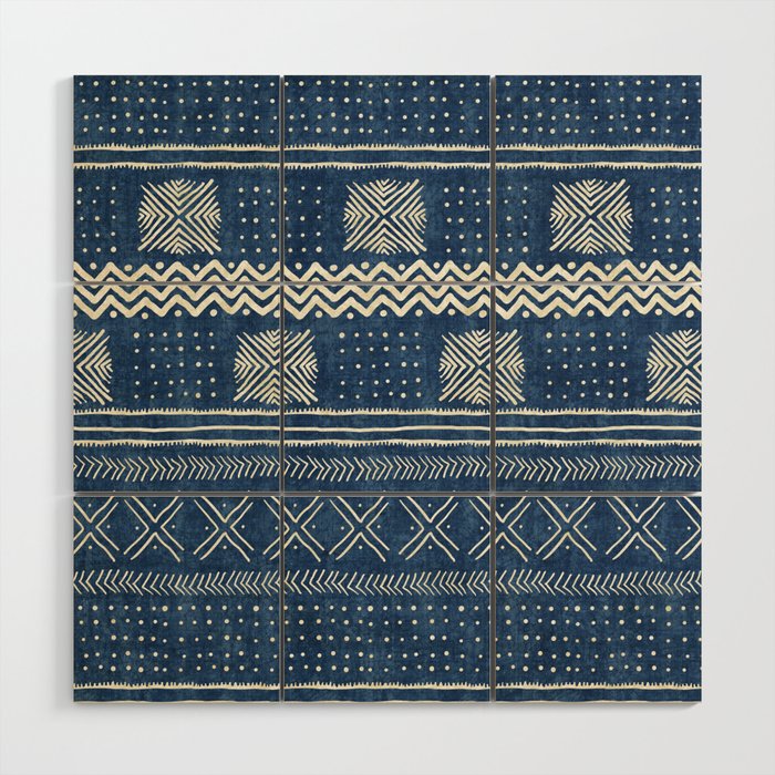 Geometric Stripe Blue Wood Wall Art Gallery Image 1