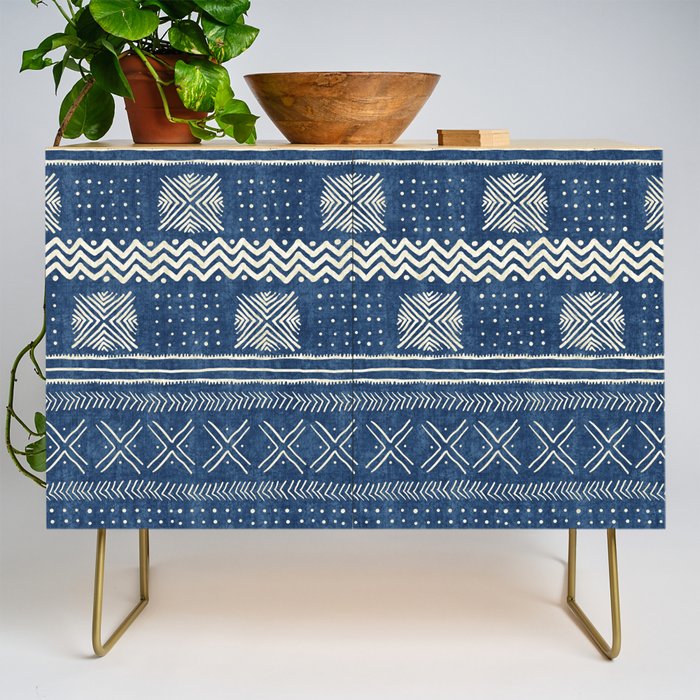 Geometric Stripe Blue Credenza Gallery Image 1