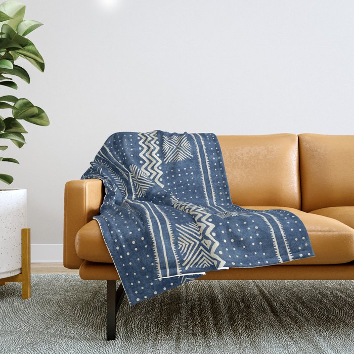 Geometric Stripe Blue Throw Blanket Gallery Image 1