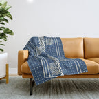 Geometric Stripe Blue Throw Blanket Gallery Image 1