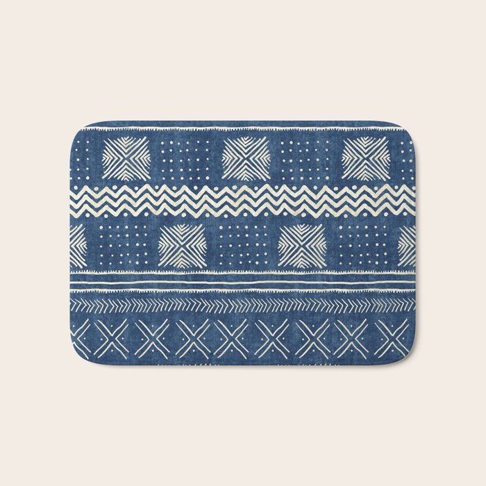 Geometric Stripe Blue Bath Mat Gallery Image 1