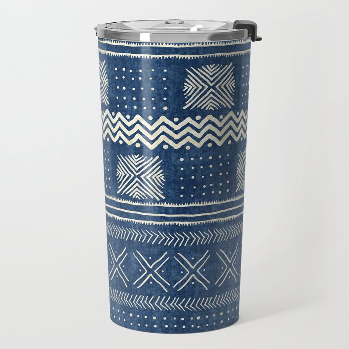 Geometric Stripe Blue Travel Mug Gallery Image 2